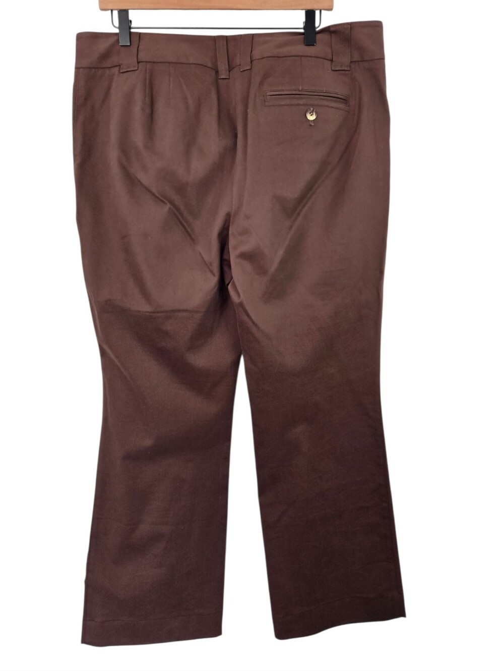 Living Planet Brown Stretch Pants Size 14 Organic Cotton Straight Leg - Picture 3 of 4